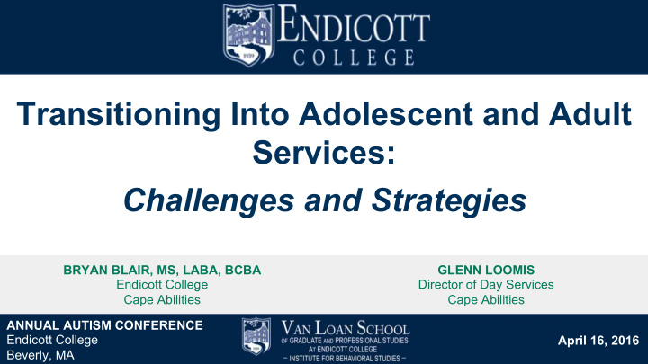 transitioning into adolescent and adult services