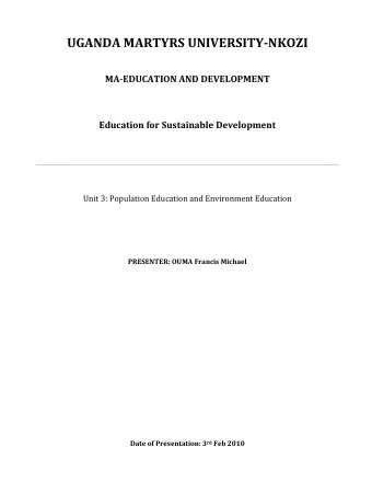 UGANDA MARTYRS UNIVERSITY-NKOZI  MA-EDUCATION AND DEVELOPMENT  Education for Sustainable