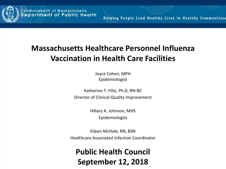 vaccination in health care facilities