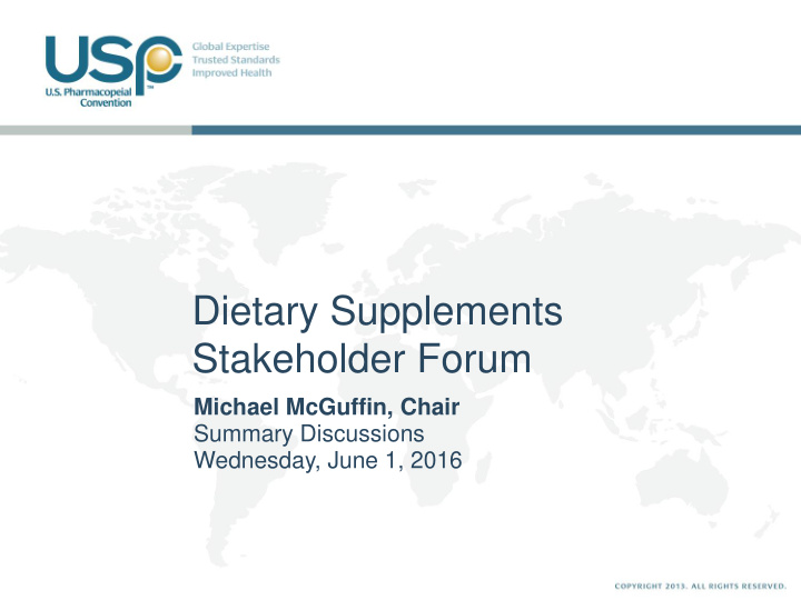 dietary supplements stakeholder forum michael mcguffin