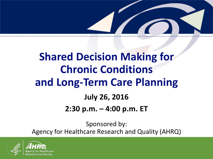 shared decision making for chronic conditions and long