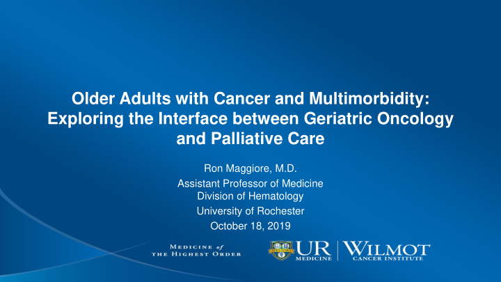older adults with cancer and multimorbidity exploring the
