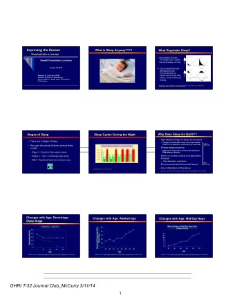 GHRI T-32 Journal Club_McCurry 3/11/14  1  Circadian Rhythm Changes: Advanced  Primary Sleep
