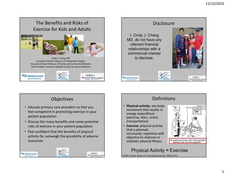 the benefits and risks of disclosure exercise for kids
