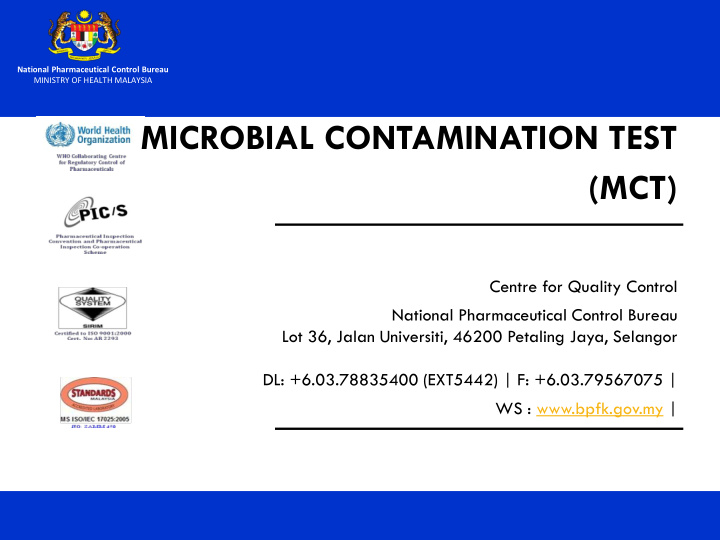 microbial contamination test mct