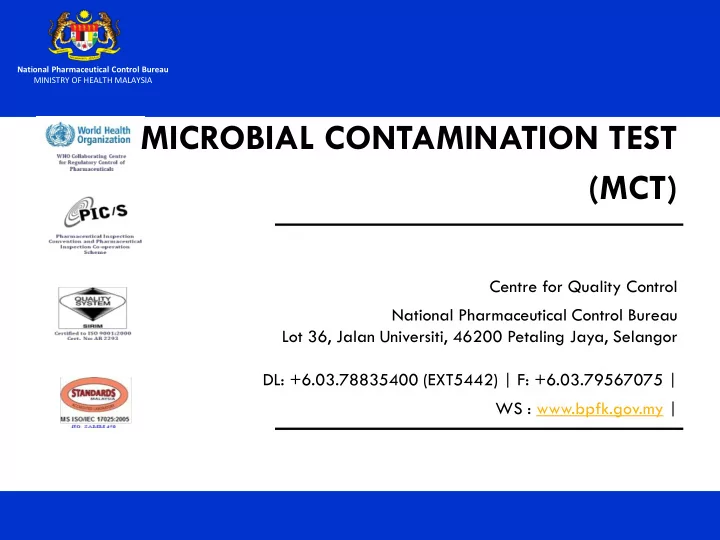 microbial contamination test mct