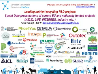 Leading nutrient recycling R&amp;D projects  Speed-Date presentations of current EU and nationally