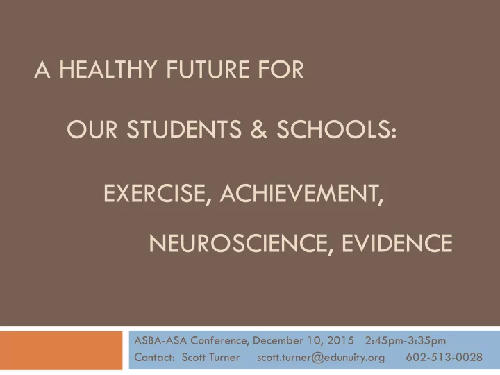 a healthy future for