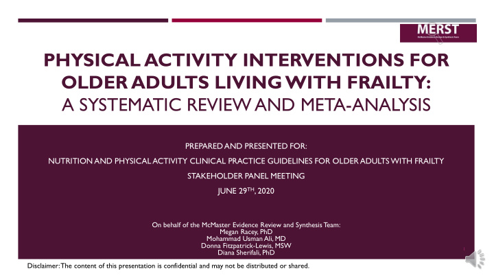 physical activity interventions for older adults living