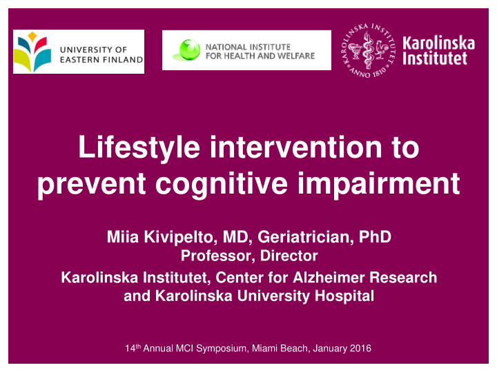 lifestyle intervention to prevent cognitive impairment