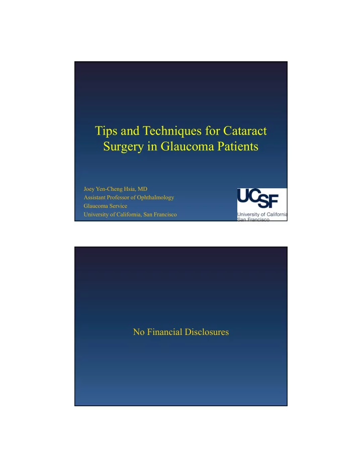 tips and techniques for cataract surgery in glaucoma