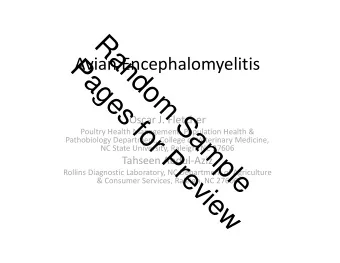 R  a  P Avian Encephalomyelitis  n  d  a  o  g  m  e  s  S Oscar J. Fletcher  f  o  a Poultry