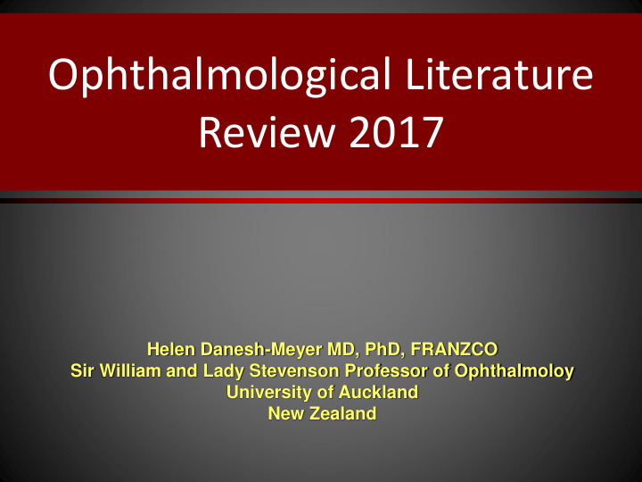 ophthalmological literature