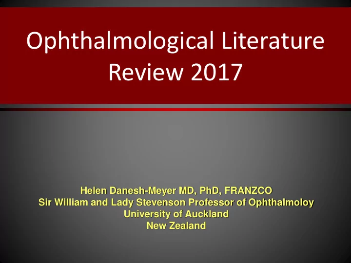 ophthalmological literature