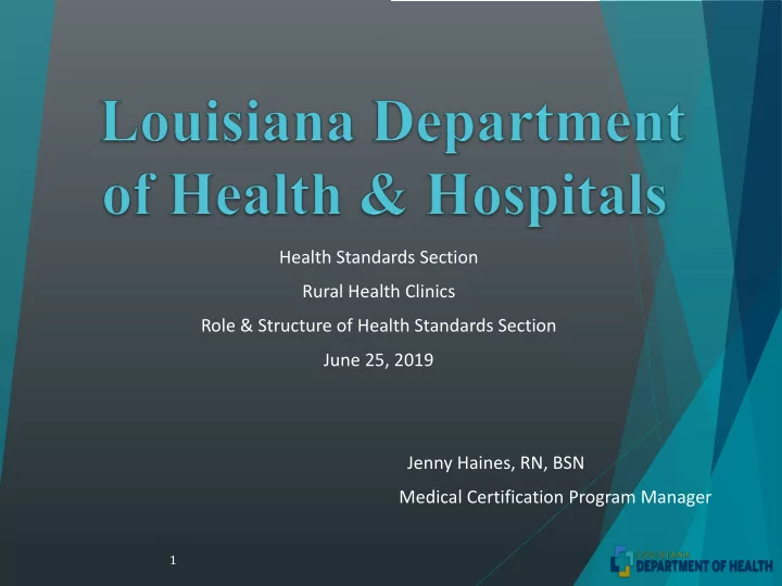 health standards section rural health clinics role amp
