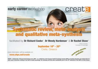 Dr Richard Cooke  Dr Wendy Hardeman  Dr Rachel Shaw  CREATE workshop  Systematic review,