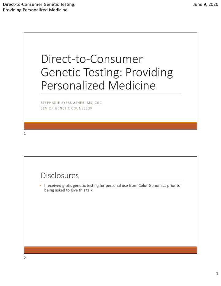 direct to consumer genetic testing providing personalized