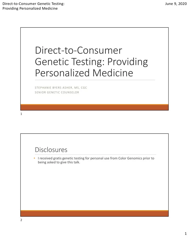 direct to consumer genetic testing providing personalized