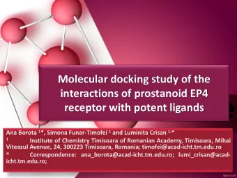 Molecular docking study of the  interactions of prostanoid EP4  receptor with potent ligands Ana