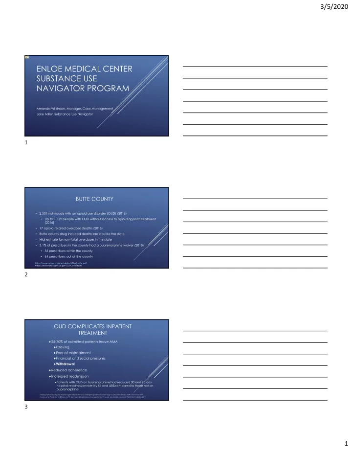 enloe medical center substance use navigator program
