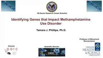 Identifying Genes that Impact Methamphetamine  Use Disorder  Tamara J. Phillips, Ph.D.  Professor