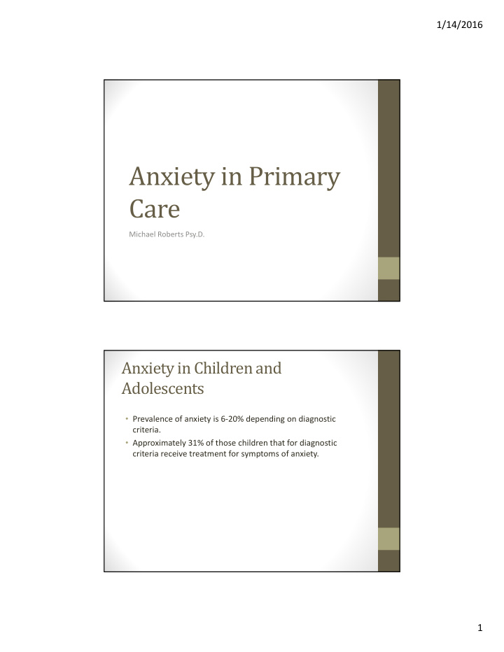 anxiety in primary care