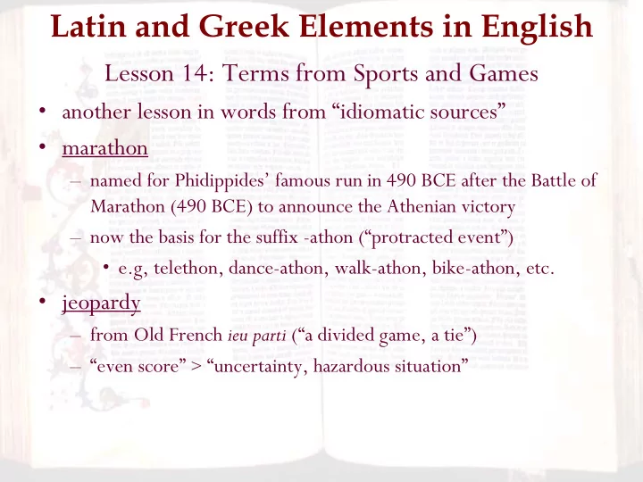 latin and greek elements in english