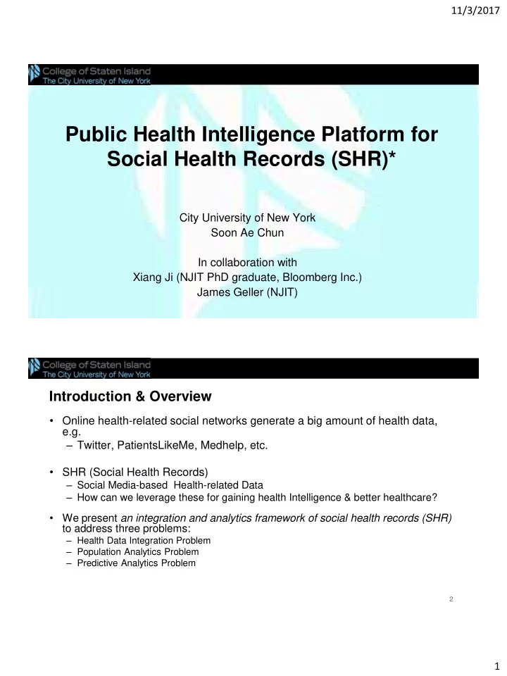 public health intelligence platform for social health