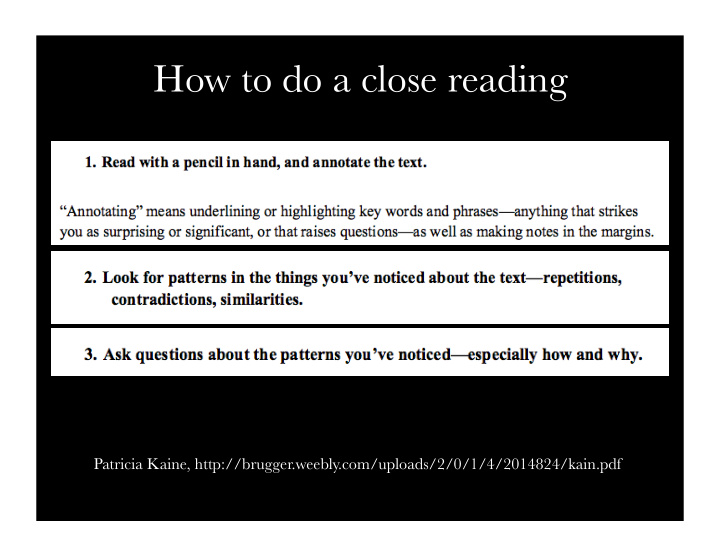 how to do a close reading