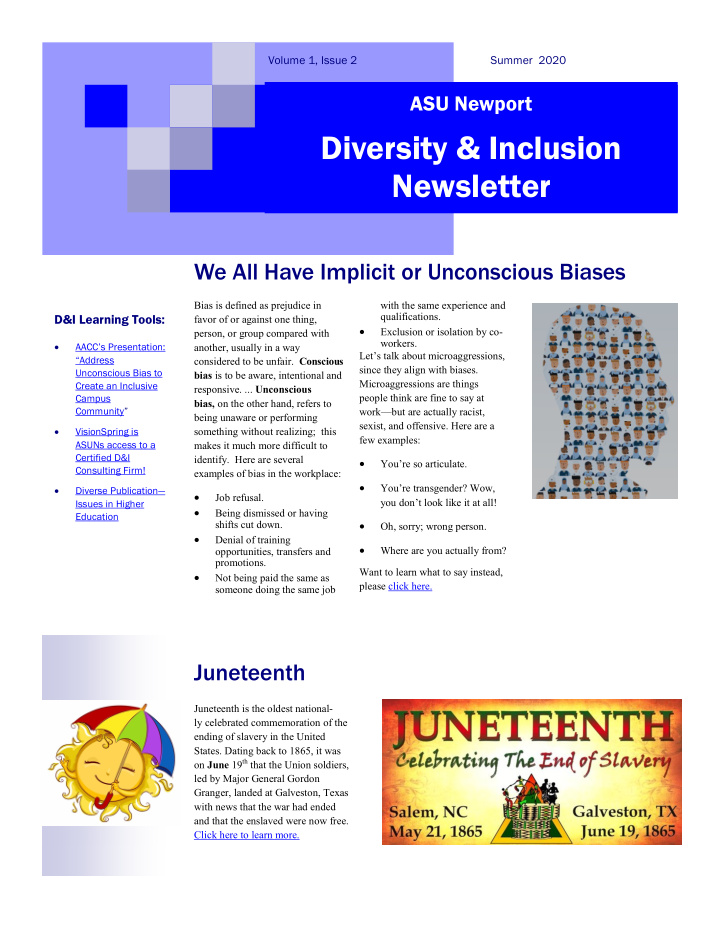 diversity inclusion newsletter