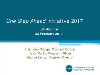One S t ep Ahead Initiative 2017  LOI Webinar 23 February 2017  Lisa Loeb S  tanga, Program Officer