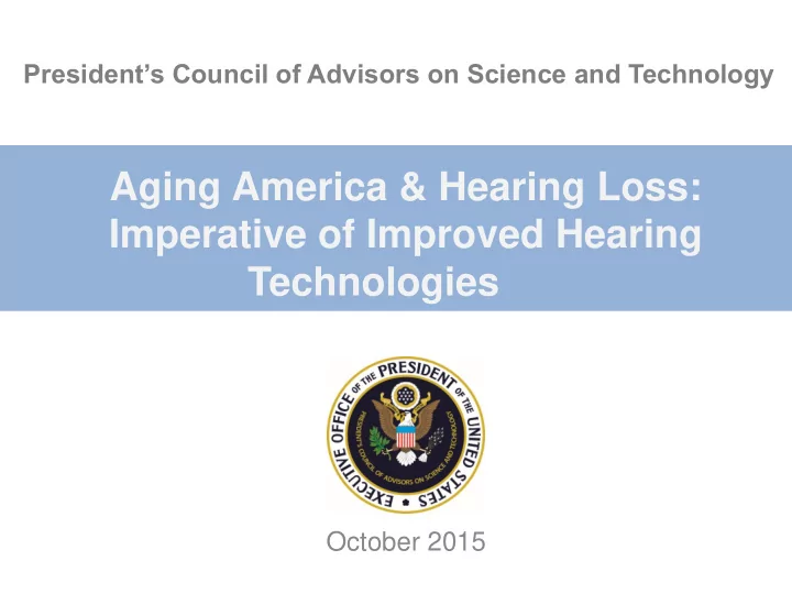 imperative of improved hearing