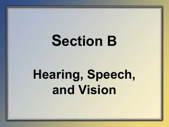 Intent of Section B  Hearing, Speech, and Vision    Evaluate residents ability to hear,