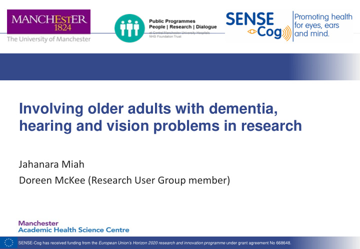 involving older adults with dementia hearing and vision