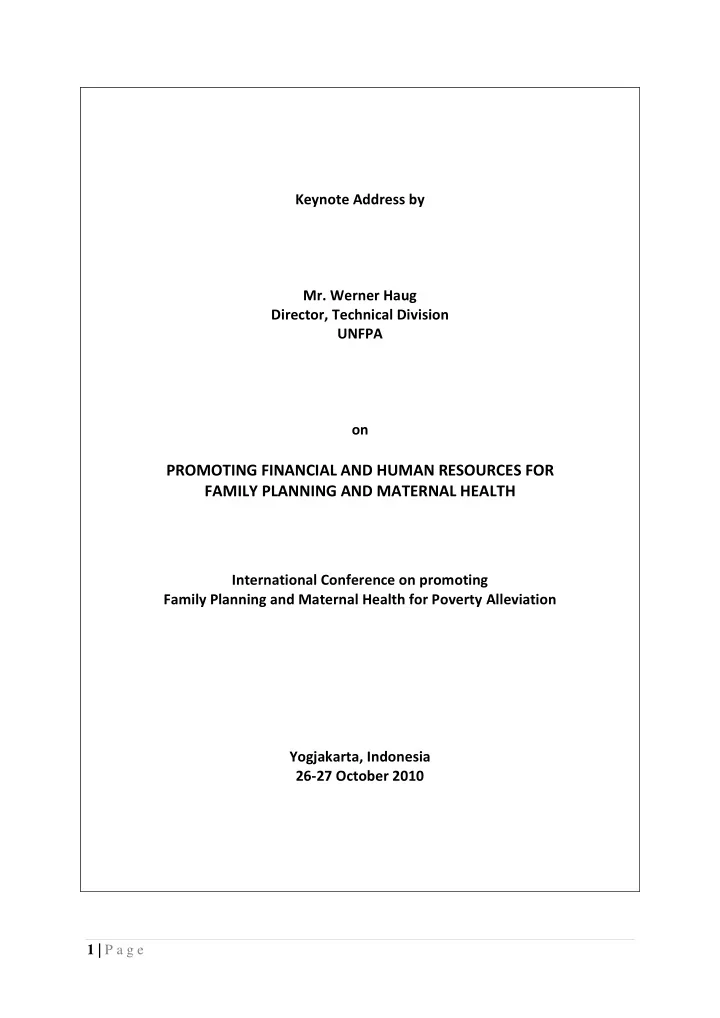 promoting financial and human resources for family