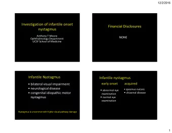Investigation of infantile onset  Financial Disclosures  nystagmus  Anthony T Moore  NONE