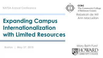 with Limited Resources  Mary Beth Furst  Boston  |  May 27, 2015  1. Intercultural Dialogues
