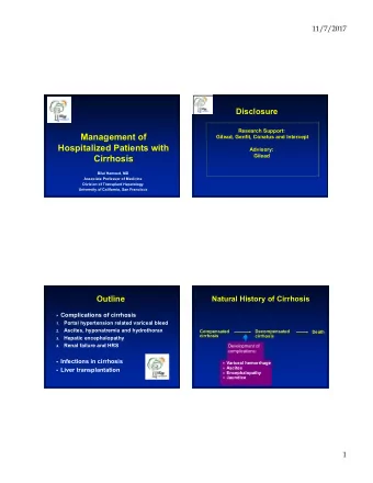 Management of  Gilead, Genfit, Conatus and Intercept  Hospitalized Patients with  Advisory:  Gilead