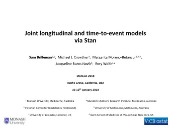 via Stan Sam Brilleman 1,2 ,  Michael J. Crowther 3 ,  Margarita Moreno-Betancur 2,4,5 , Jacqueline