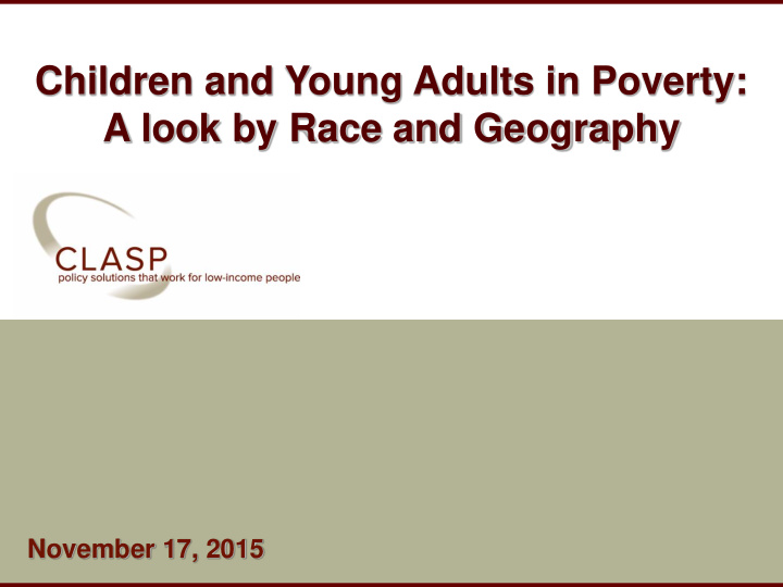 children and young adults in poverty