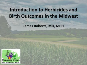 Birth Outcomes in the Midwest  James Roberts, MD, MPH Project Goal  Assure that farmers and our
