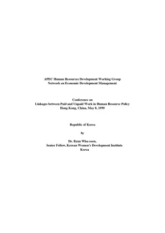 APEC Human Resources Development Working Group  Network on Economic Development Management