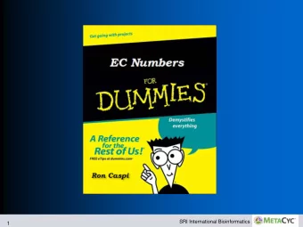 SRI International Bioinformatics  1  EC Numbers Are Everywhere  SRI International Bioinformatics  2
