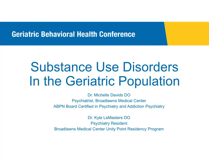 substance use disorders in the geriatric population