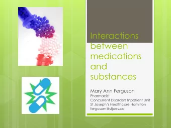 between  medications  and  substances  Mary Ann Ferguson  Pharmacist  Concurrent Disorders