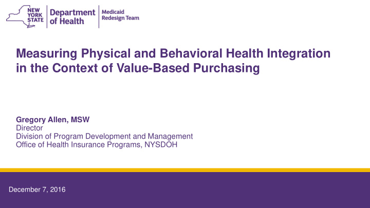measuring physical and behavioral health integration in