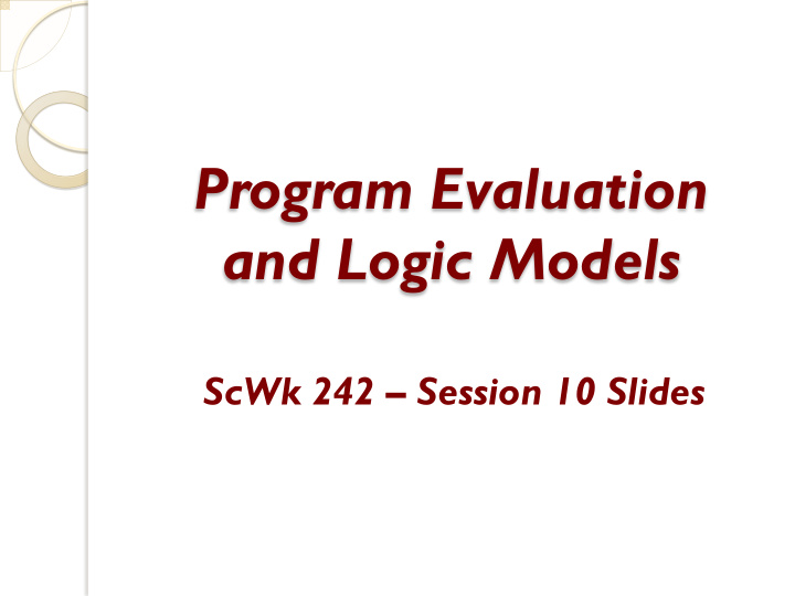 program evaluation and logic models