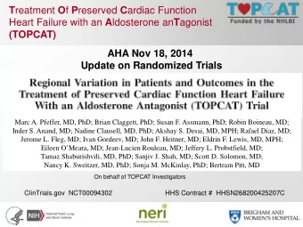 T reatment O f P reserved C ardiac Function Heart Failure with an A ldosterone an T agonist
