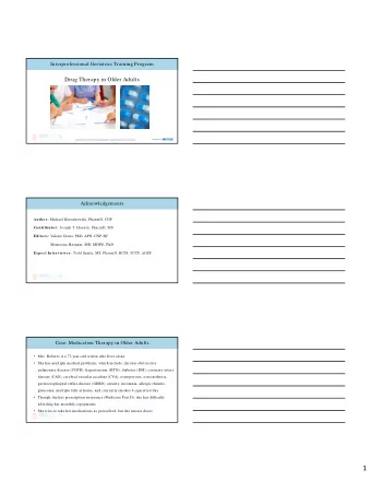 1  Case: Medication Therapy in Older Adults  Case: Medication Therapy in Older Adults  She is