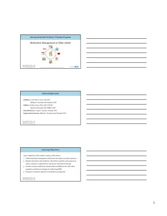 1  Case Study  Case: Medication Management in Older Adults  Mrs. Roberts is a 77-year-old widow